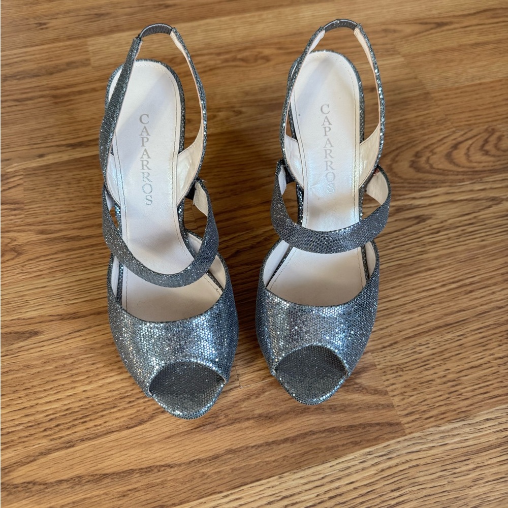 Caparros Silver Glitter Heels